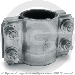 Хомут ремонтный двухсторонний оцинкованный Ду-32 (Дн 42-46) L=65мм ККАЗ