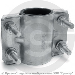 Хомут ремонтный двухсторонний оцинкованный Ду-50 (Дн 57-65) L=103мм ККАЗ