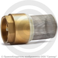 Клапан обратный осевой латунный приемный с сеткой Ду-80 (3") Ру-16 ВР (ВН) (Т<100°С) шток латунь Китай