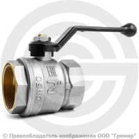 Кран латунный Ду-50 (2") Ру-25 ВР (ВН) муфтовый никель рычаг LD Pride 47.50.В-В.Р.