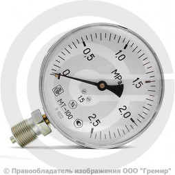 Манометр радиальный диаметр 100мм 0-25 кгс/см2 (0-2,5 МПа) G1/2" МТ-100 Багория