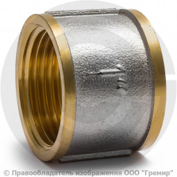 Муфта латунная ВР (ВН) Ду-25 (1") никель Aquasfera