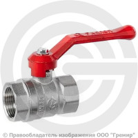 Кран латунный Ду-15 (1/2") Ру-25 ВР (ВН) муфтовый никель рычаг RTP (РосТурПласт)