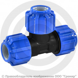 Тройник ПЭ компрессионный переходной Дн 63-40 Ру-16 VALFEX