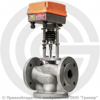 Клапан регулирующий смесительно-разделительный чугунный фланцевый Ду-65 Ру-16 Kvs=63 м3/ч с электроприводом 3-х позиционным TSL-2200-40-1-230-IP67 230В TRV-3 Теплосила