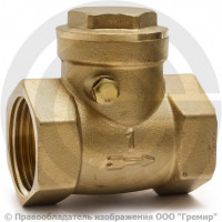 Клапан обратный поворотный латунный Ду-32 (1 1/4") Ру-30 ВР (ВН) (Т<100°С) латунь+EPDM Aquasfera 3004