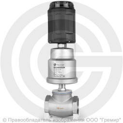 Клапан запорно-регулирующий нержавеющий Ду-15 (1/2") Ру-16 ВР (ВН) Kvs=3,8м3/ч с нержавеющим пневмоприводом 50мм и позиционером PV Helver