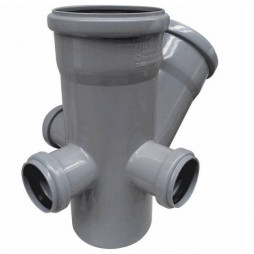 Крестовина PP-H двухплоскостная левая и тыл серая Дн 110-110-50 45гр б/нап RTP (РосТурПласт)