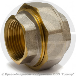 Американка (соединитель) латунная прямая ВР (ВН) Ду-40 (1 1/2") никель Aquasfera