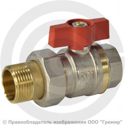 Кран латунный Ду-25 (1") Ру-40 ВР-"Американка" никель полнопроходной бабочка Ридан BVR-FR