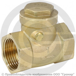 Клапан обратный поворотный латунный Ду-15 (1/2") Ру-40 ВР (ВН) (Т<100°С) латунь Aquasfera 3003