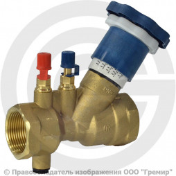 Клапан балансировочный ручной латунный муфтовый Ду-20 Ру-25 ВР (ВН) Kvs=4.2м3/ч с измерительными ниппелями OR