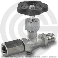 Клапан запорный игольчатый нержавеющий Ду-15 (1/2") Ру-400 ВР-НР (ВН-НАР) G1/2" без фланца с маховиком Wika