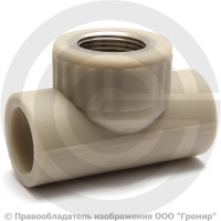 Тройник PP-R комбинированный серый ВР (ВН) Дн 25-1/2" Pro Aqua