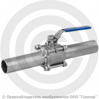 Кран нержавеющий AISI 316 (CF8M) трехсоставной под приварку Ду-65 Ру-63 полнопроходной Benarmo