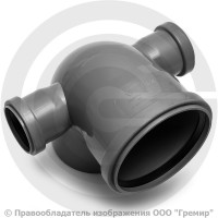 Отвод PP-H с выходом левый и правый серый Дн 110-50-50 45гр б/нап в/к RTP (РосТурПласт)