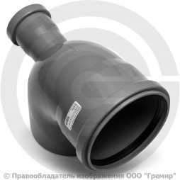 Отвод PP-H с выходом фронтально-тыльный серый Дн 110-50 87гр б/нап в/к RTP (РосТурПласт)