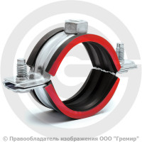 Хомут крепежный оцинкованный с резиновой прокладкой Ду-32 (Дн 38-43) (1 1/4") ±2мм М8 б/к