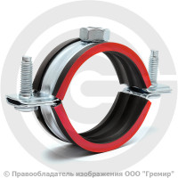 Хомут крепежный оцинкованный с резиновой прокладкой Ду-50 (Дн 53-58) (1 3/4") М8 б/к