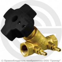 Клапан балансировочный ручной латунный муфтовый Ду-32 Ру-16 ВР (ВН) Kvs=10м3/ч с измерительными ниппелями MNT-R Ридан