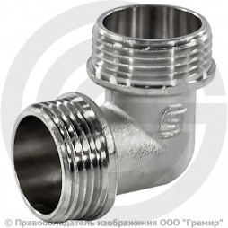 Уголок (угольник) латунный реборда НР (НАР) Ду-25 (1") никель SantechSystems