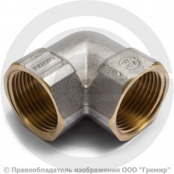 Уголок (угольник) латунный ВР (ВН) Ду-50 (2") никель Aquasfera