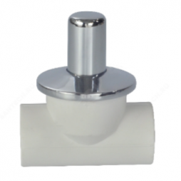 Клапан запорный (вентиль) PP-R белый хромированный Дн 32 90гр Ру-25 внутренняя пайка RTP (РосТурПласт)