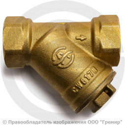 Фильтр магнитный сетчатый Y-образный латунный Ду-25 (1") Ру-20 ВР (ВН) (Т<150°С) под пломбу Aquasfera 4006